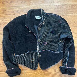 Vintage Women's Treadle Patchwork ButtonUp Tapestry Jacket Size Small